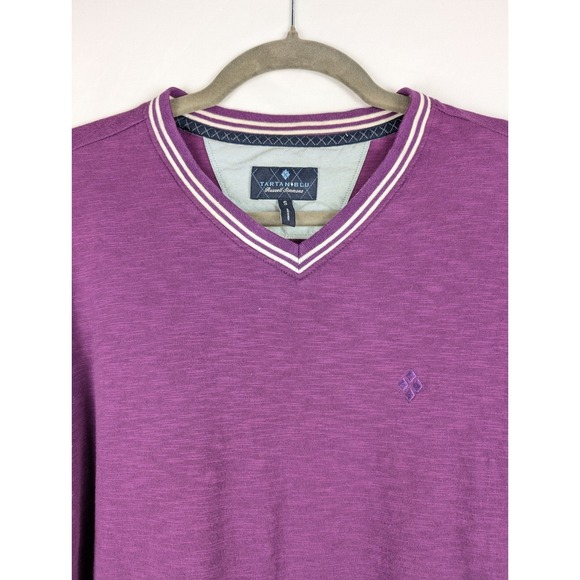 Tartan & Blu Russell Simmons Mens Long Sleeve V Neck T Shirt Purple S Y2K Preppy - Picture 6 of 9